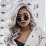girl with silvery gray hair color