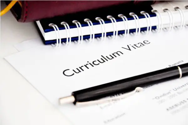 Curriculum Vitae written on paper